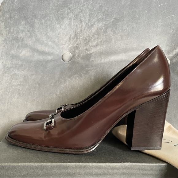 New Gucci Horsebit Brown Chunky Heels - Picture 2 of 10